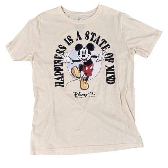 Disney 100 Years Mickey Mouse T-Shirt Adult XL "Happiness Is A State‎ Of Mind" - Picture 1 of 7